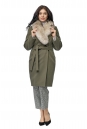 Женское пальто из текстиля с воротником, отделка песец 8001122-2