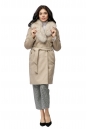 Женское пальто из текстиля с воротником, отделка песец 8001123-2
