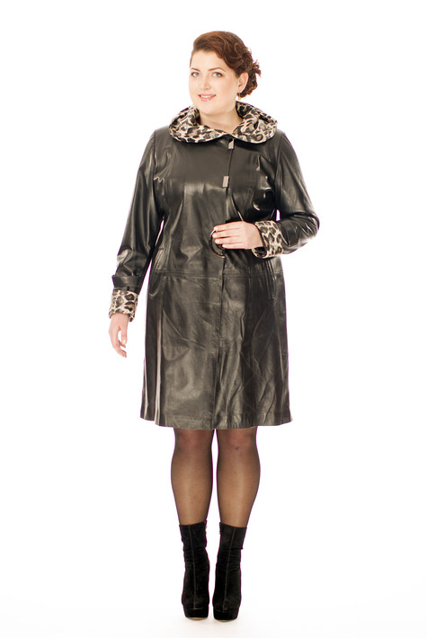 Женское кожаное пальто из натуральной кожи с воротником 8001761