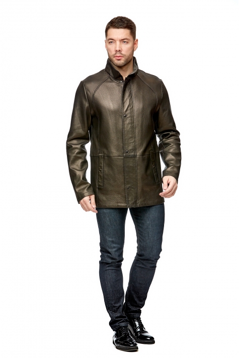 Мужская кожаная куртка из натуральной кожи с воротником 8002070