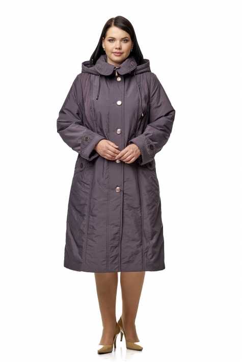 Женское пальто из текстиля с капюшоном 8010116