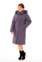 Женское пальто из текстиля с капюшоном, отделка песец 8010202-2