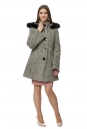 Женское пальто из текстиля с капюшоном, отделка песец 8019767