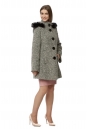 Женское пальто из текстиля с капюшоном, отделка песец 8019767-2