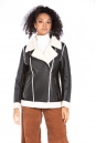 Женская кожаная куртка из эко-кожи с воротником, отделка искусственный мех 8023332-11