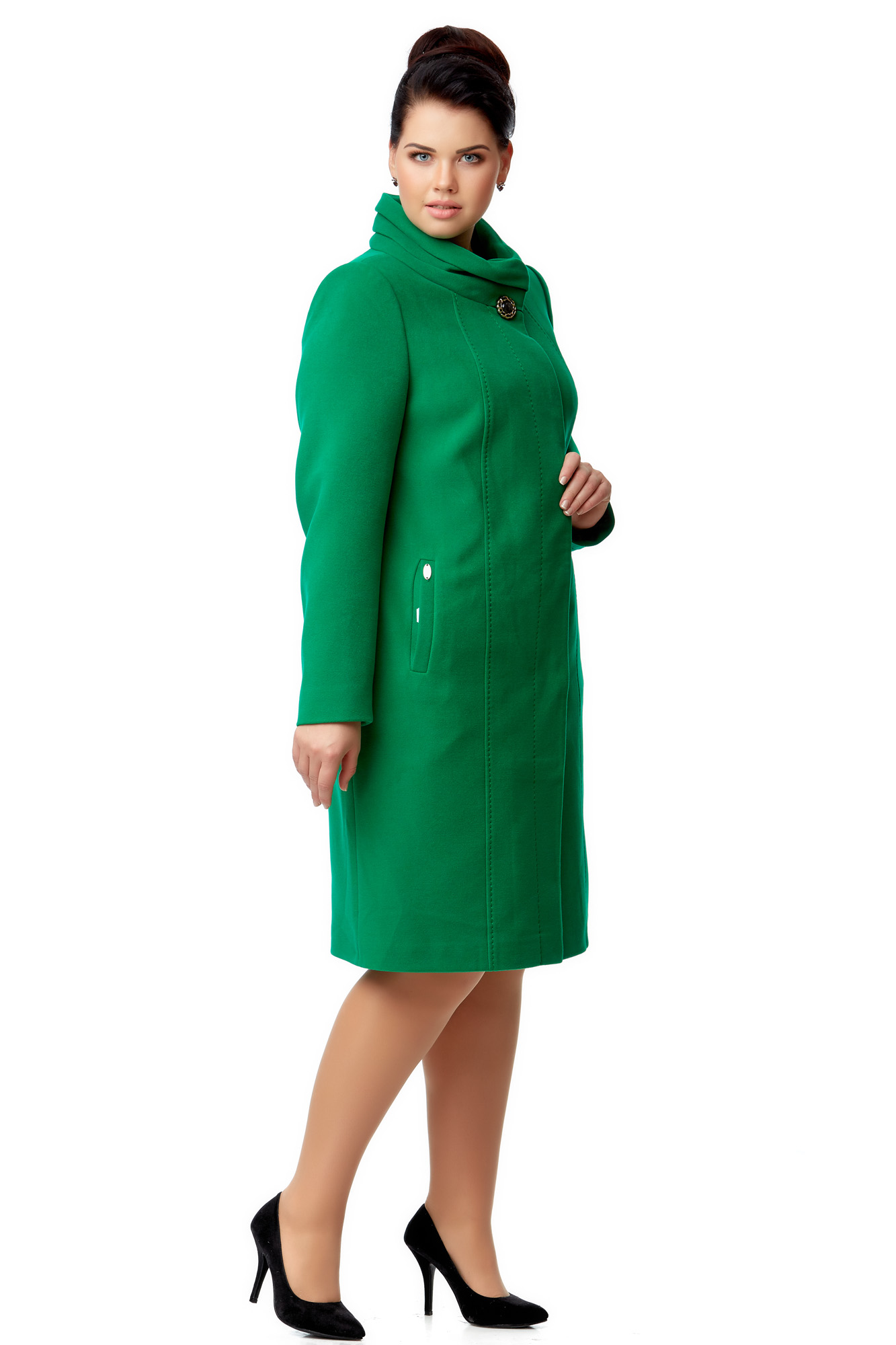 Женское пальто из текстиля с воротником 8000941-2