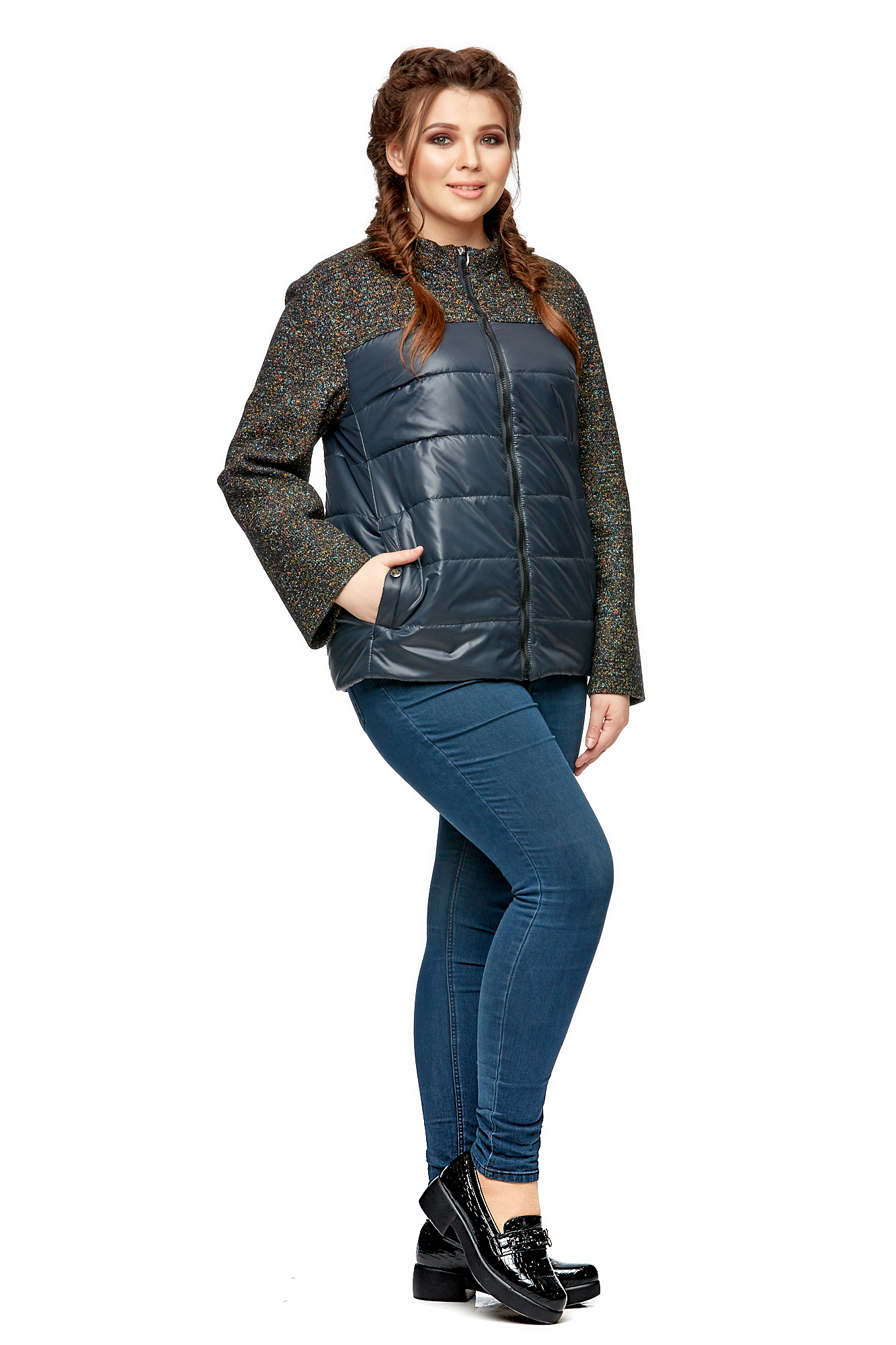 Куртка женская из текстиля с воротником 8000976-2