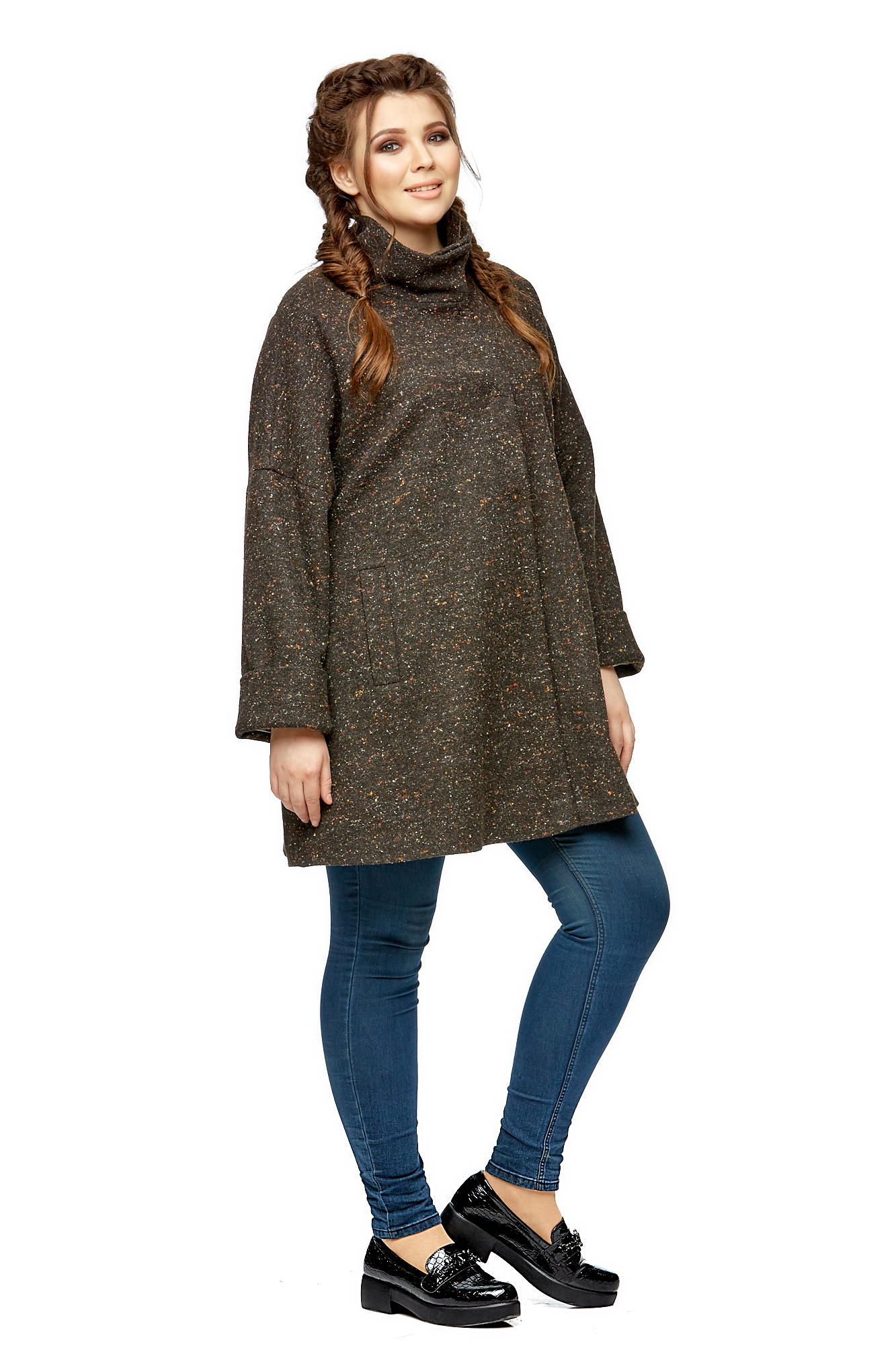 Женское пальто из текстиля с воротником 8000983-2