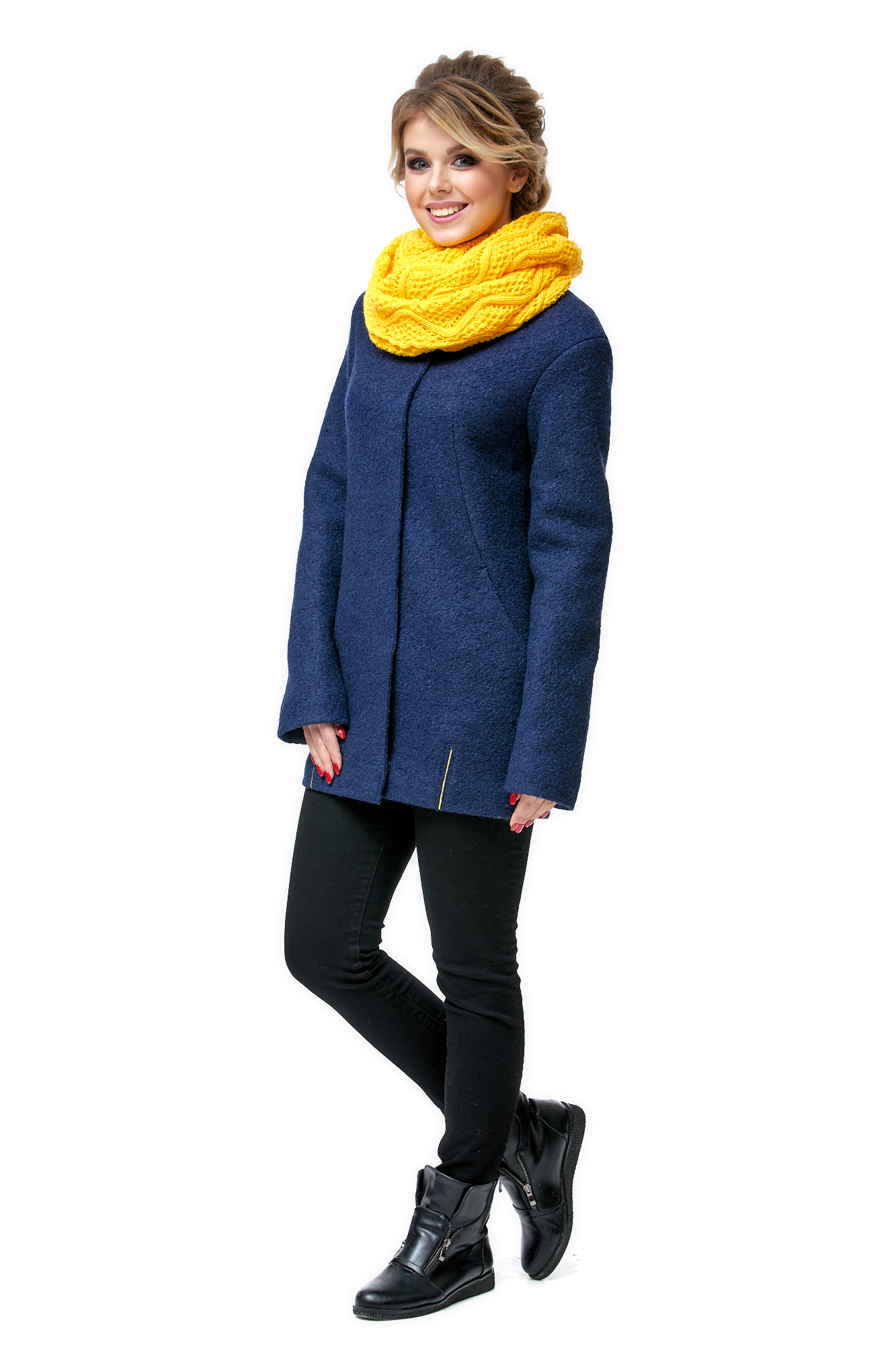 Женское пальто из текстиля с воротником 8001028-2