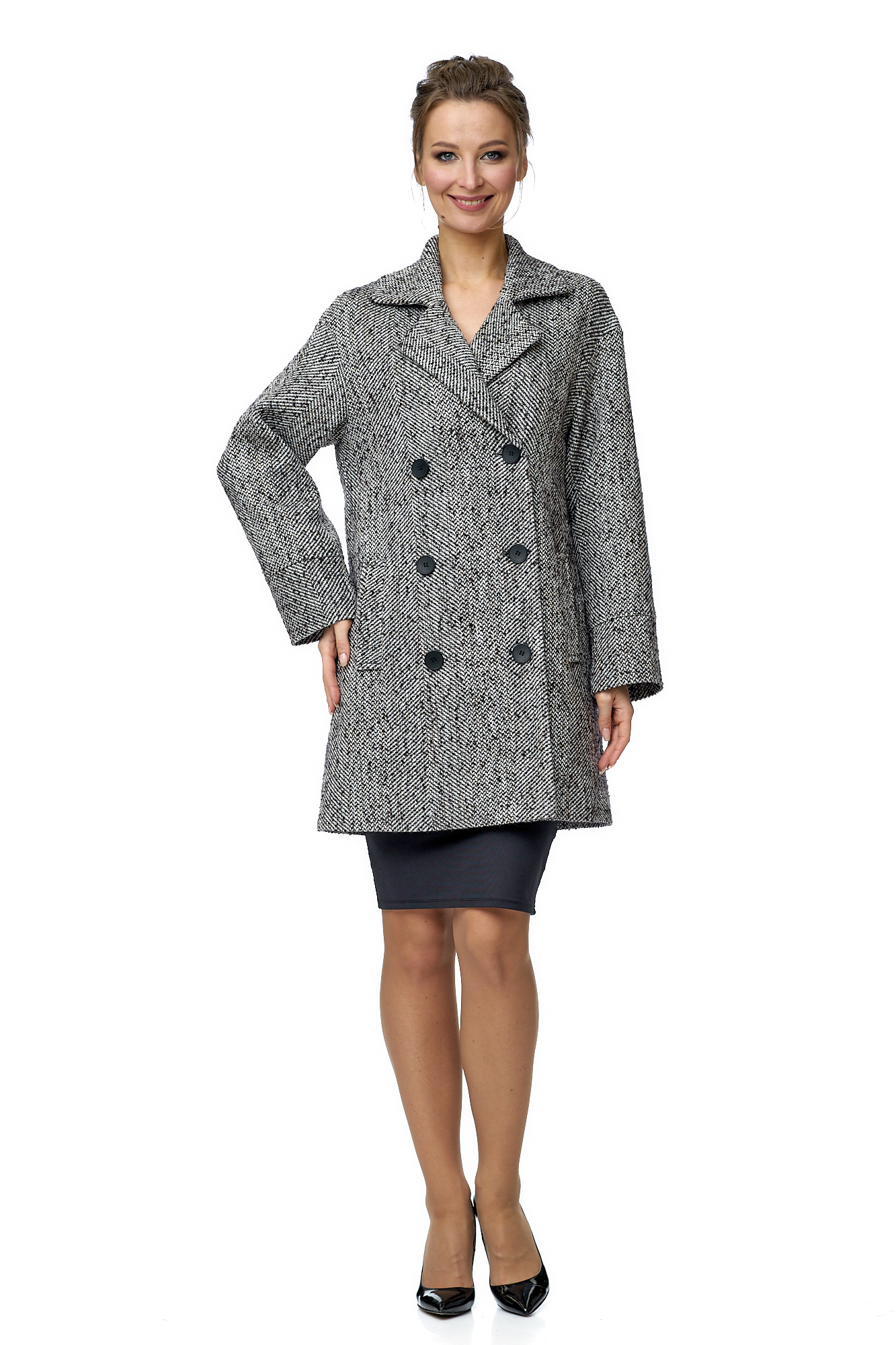 Женское пальто из текстиля с воротником 8001053-2