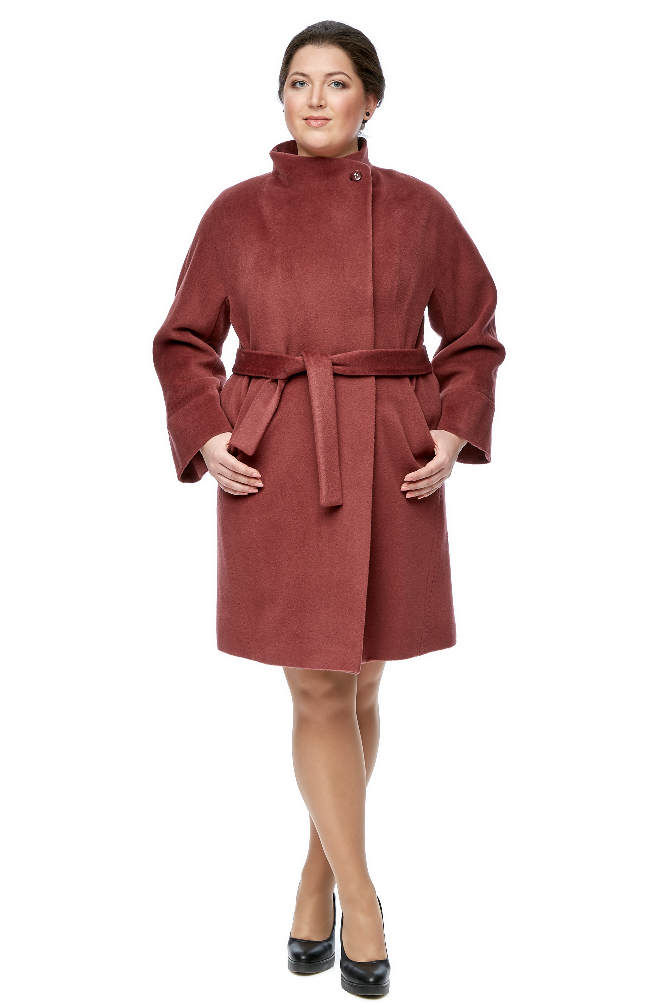 Женское пальто из текстиля с воротником 8001773-2