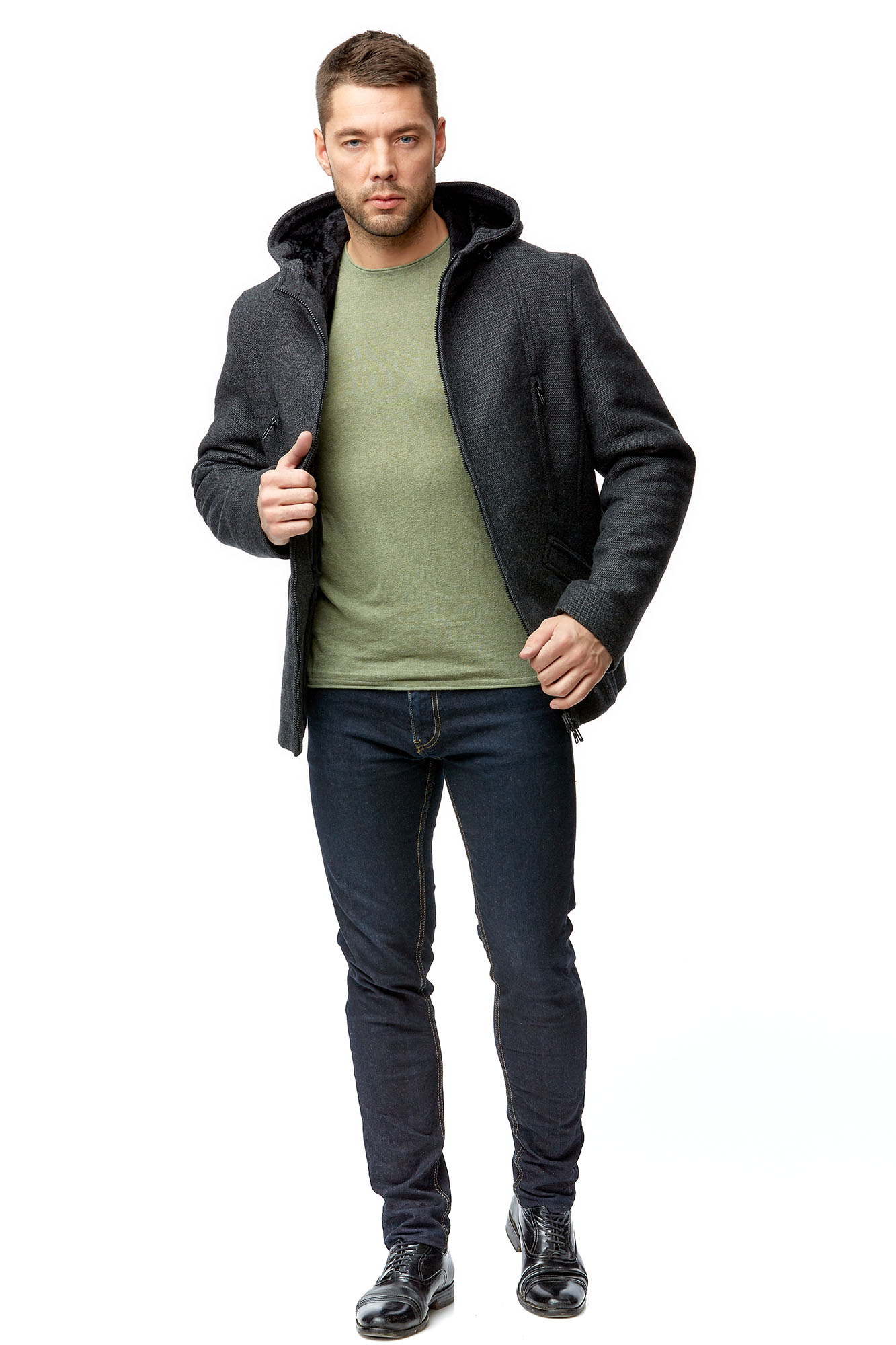 Мужская куртка из текстиля с капюшоном 8001801-4