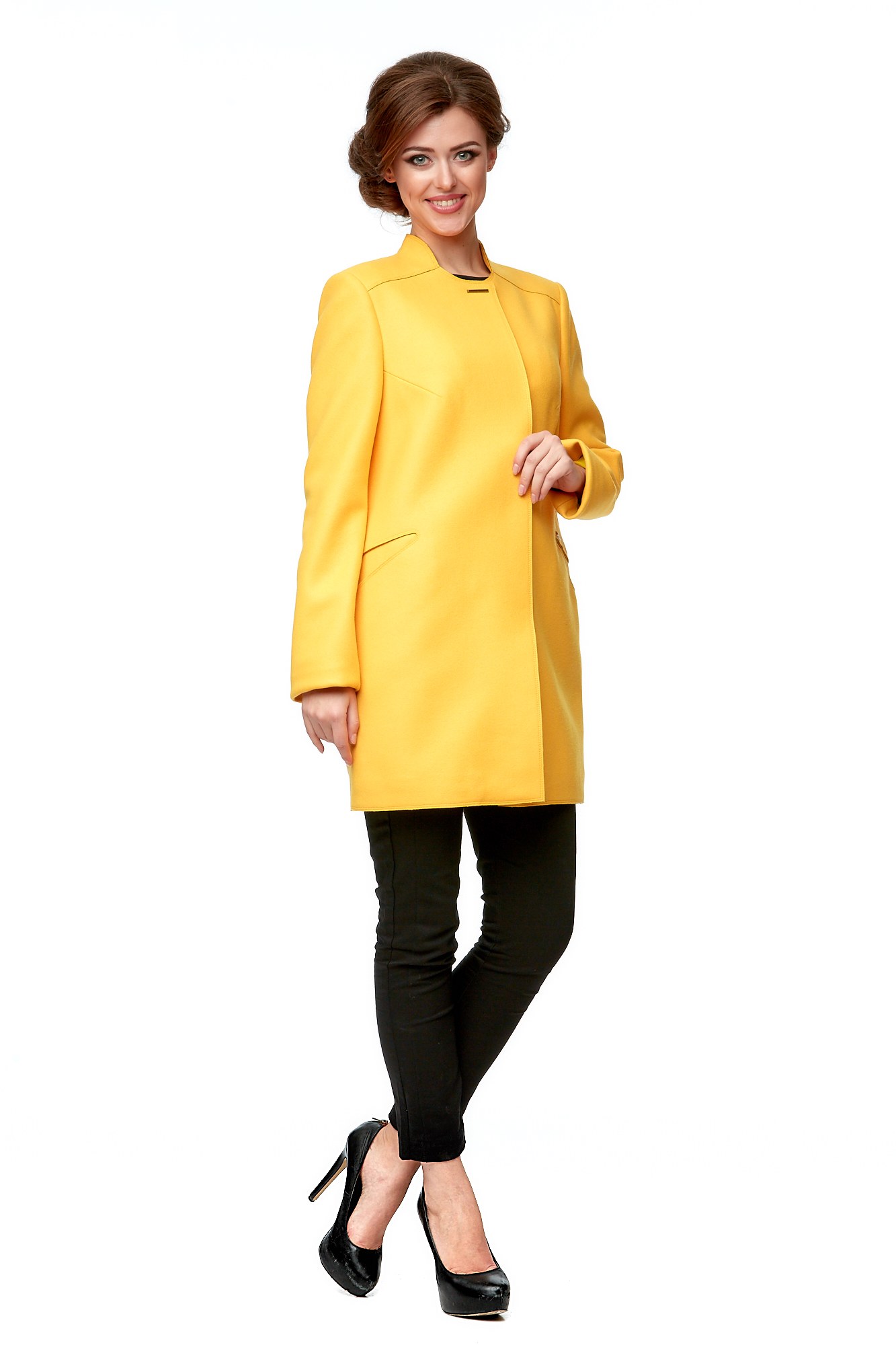 Женское пальто из текстиля с воротником 8002055-2