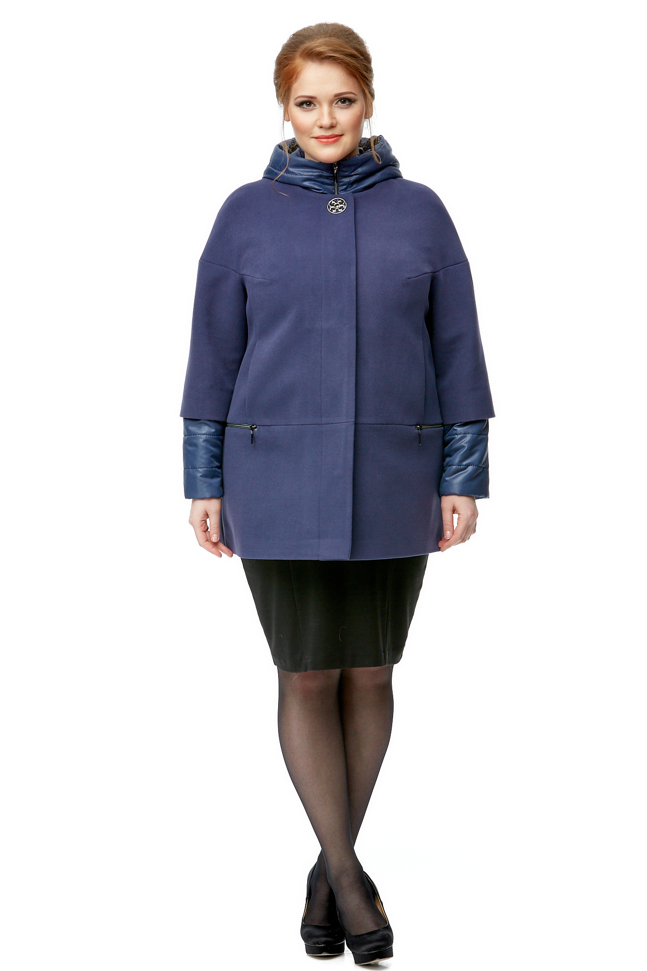 Женское пальто из текстиля с капюшоном 8002505-2
