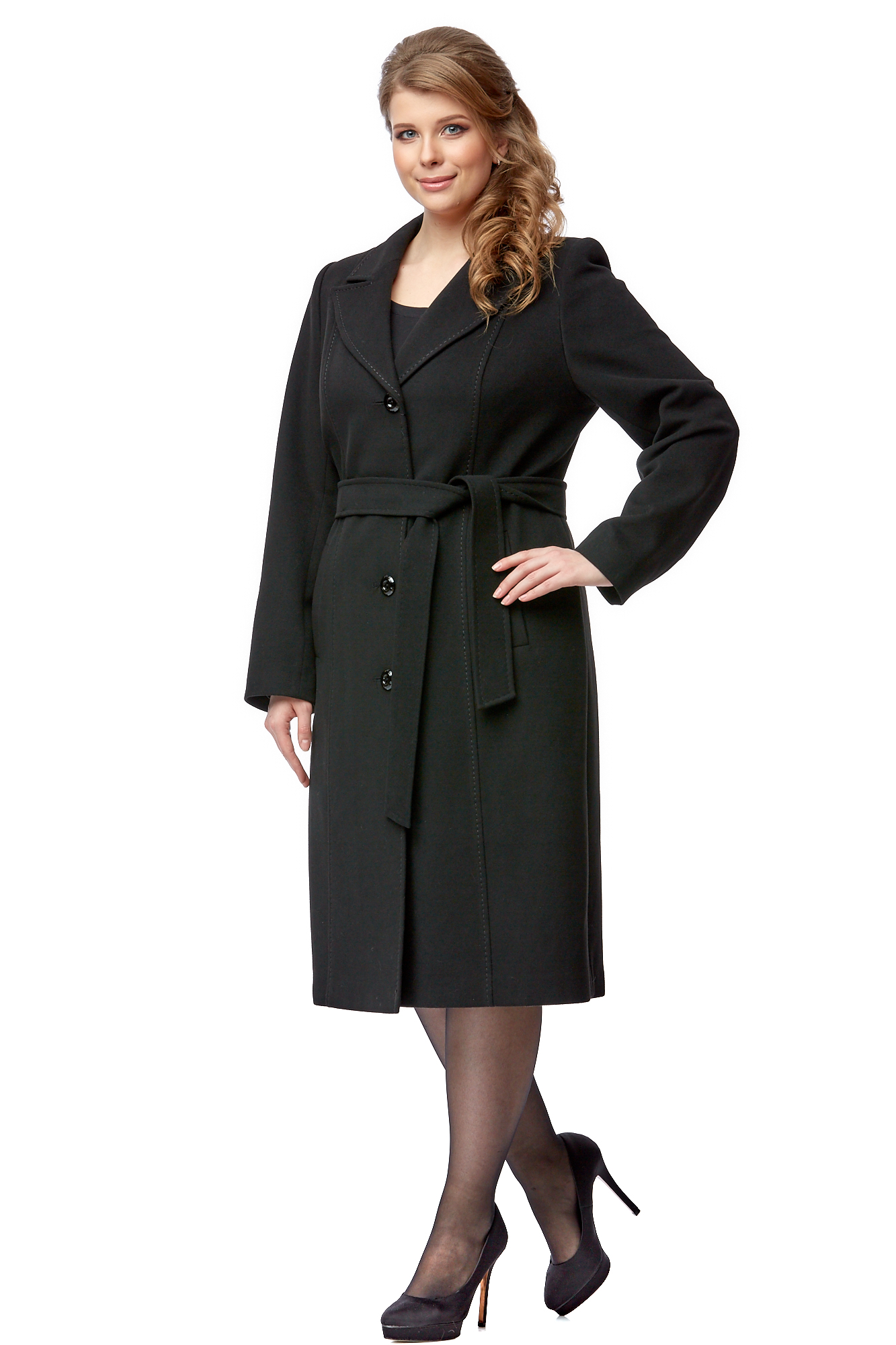 Женское пальто из текстиля с воротником 8002666-3