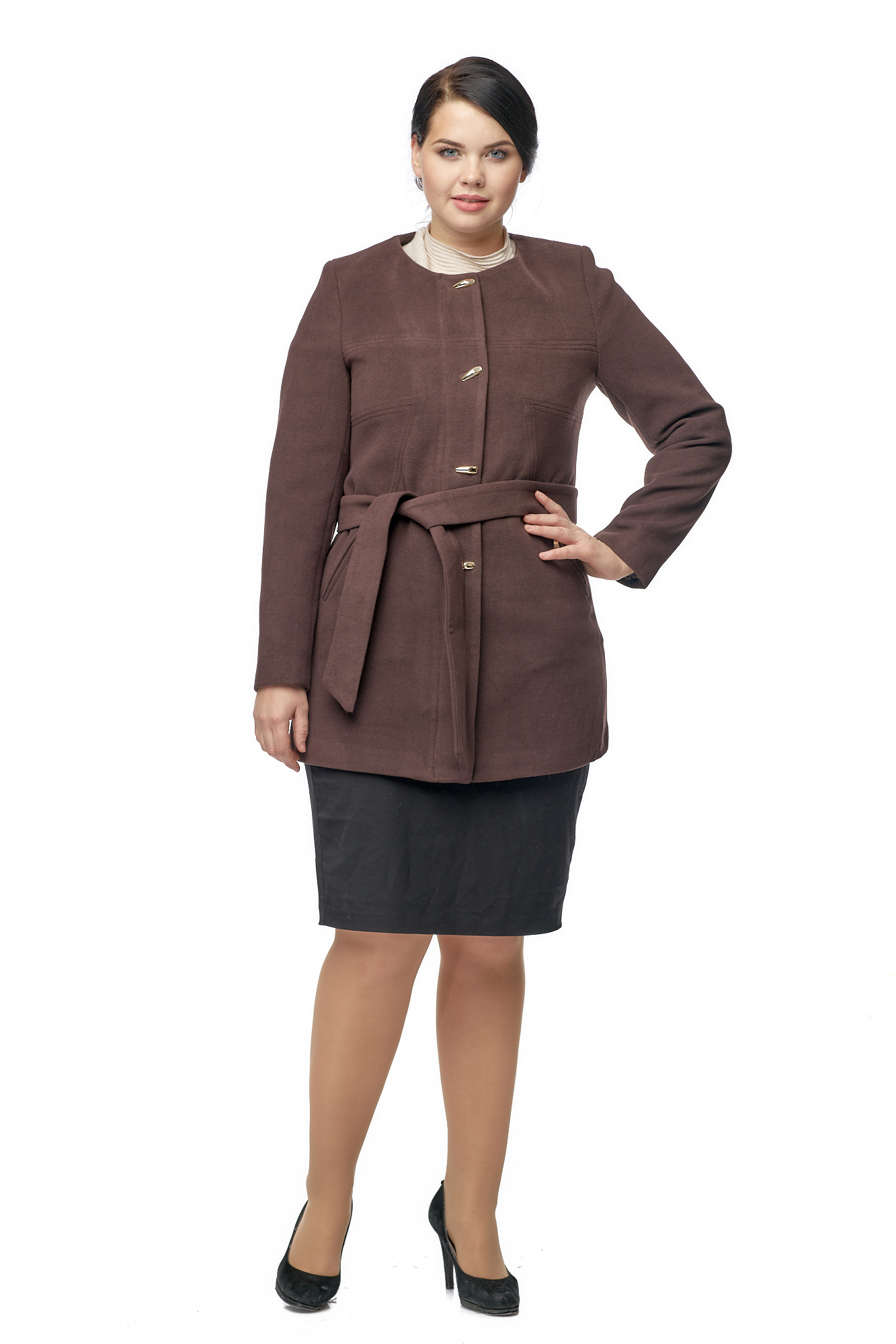 Пальто женское из текстиля с воротником 8002741-2