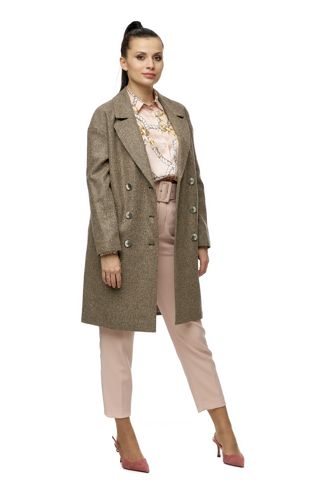 Женское пальто из текстиля с воротником 8007190-3
