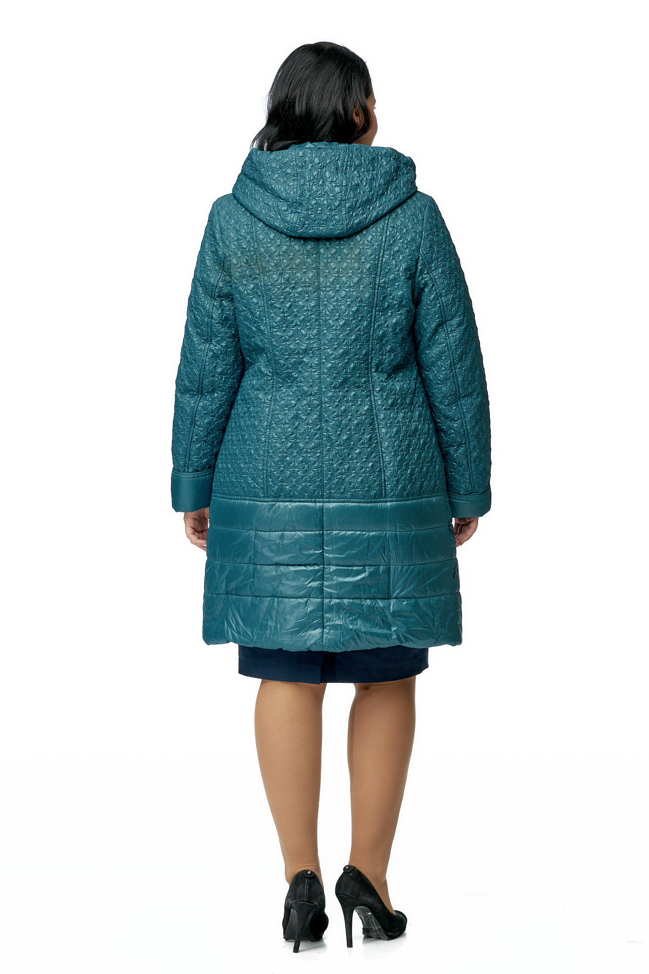 Женское пальто из текстиля с капюшоном 8010422-3